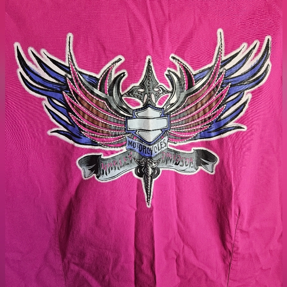 HARLEY DAVIDSON Sz.XL BUTTON UP IN MAGENTA •BEAUTIFUL - Picture 4 of 5